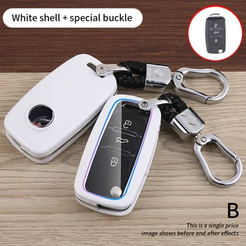 Cover chiate/telecomando per Volkswagen Polo VW Golf 7 Passat Tiguan Scirocco Skoda Octavia Seat - Custodia protettiva per coperture in carbonio con custodia completa per Volkswagen Polo VW Golf 7