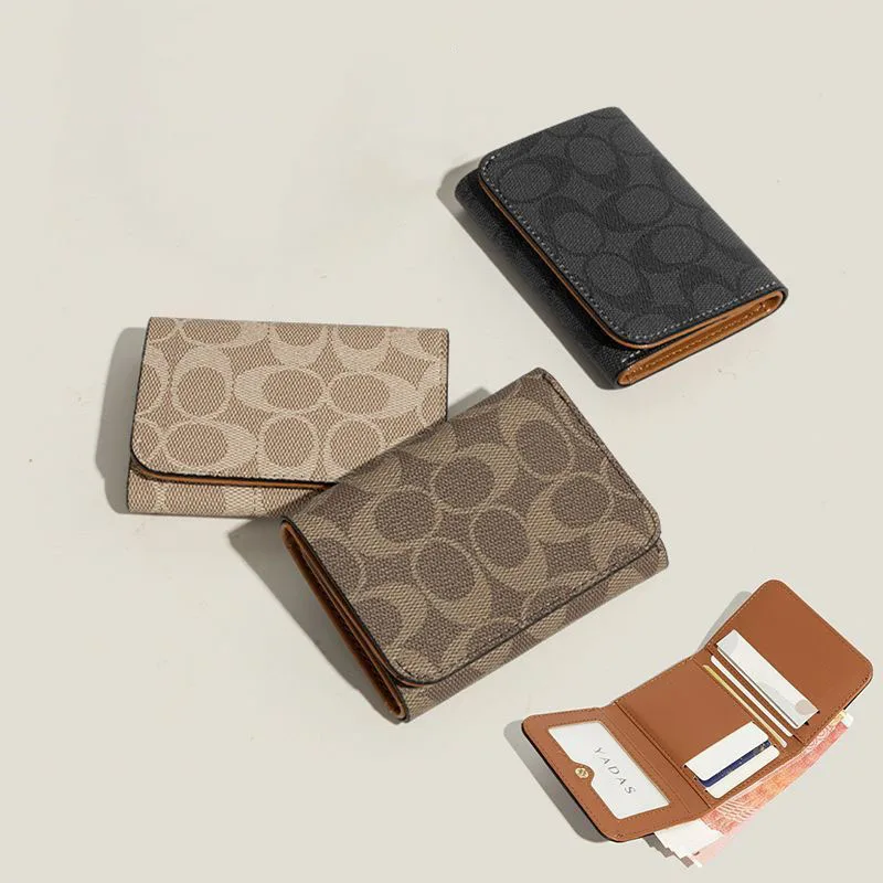 High quality three fold short wallet with PU leather buckle coin wallet, fashionable high-end men's and women's wallet