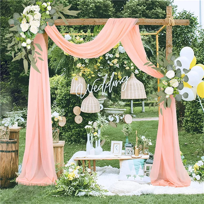 2 Pcs Artificial Wedding Arch Flowers Kit Wedding Flowers Garlands Silk Peony Flower Swag Welcome Sign Floral for Ceremony Party