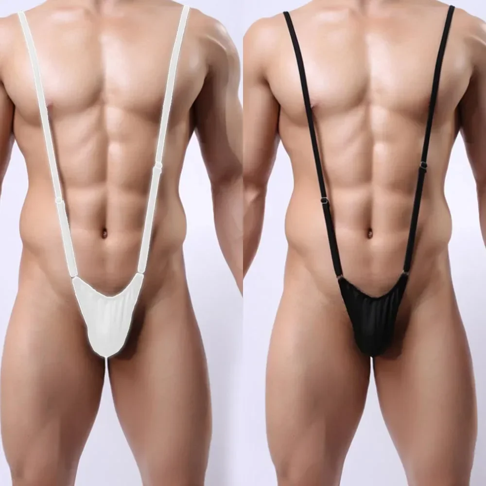 Men Lingerie Briefs Men Bodysuit Jumpsuit Sexy Jockstrap Bulge Pouch Briefs Suspender Bodysuit Adjustable Backless