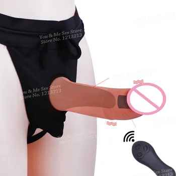 Super Long Wearable Soft Hollow Sleeve Penis Thickening & Lengthening Wireless Remote Strap On Dildo Vibrator Sex Toys for Man 3