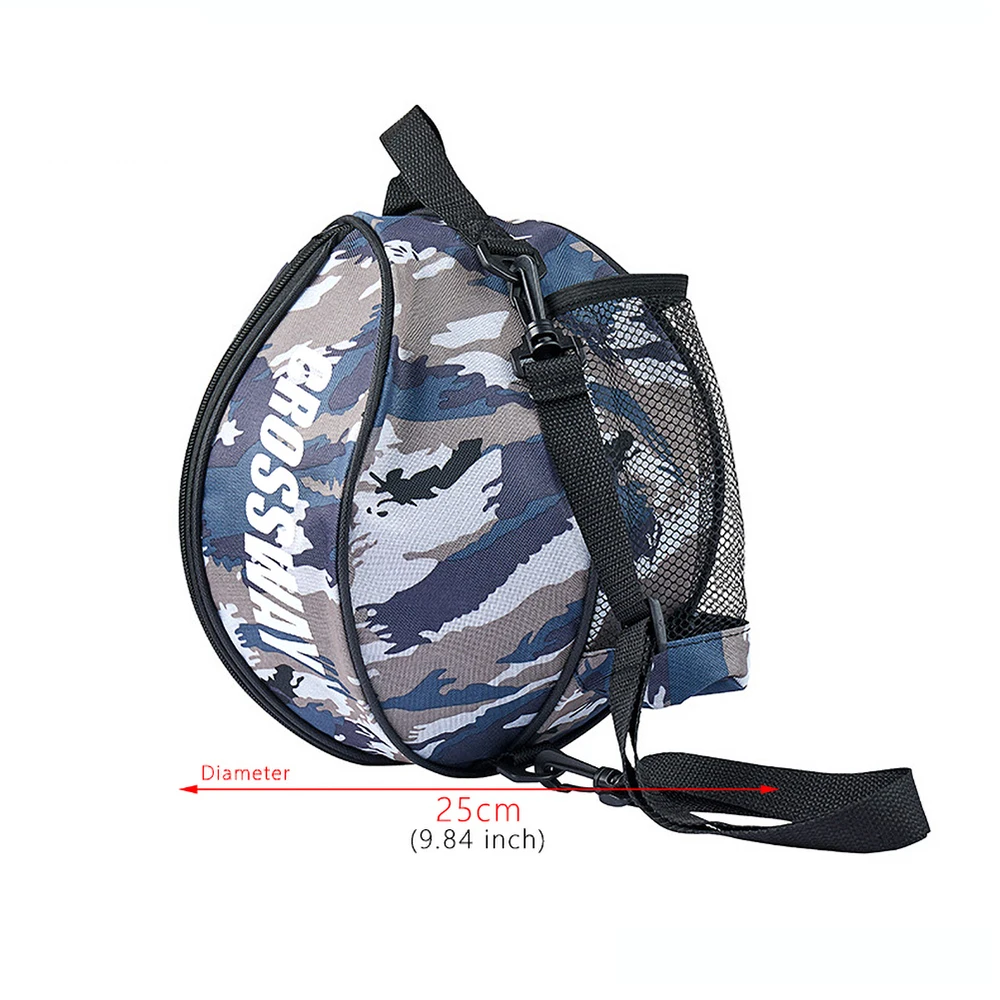 Basketball Bag Team Sports Football Volleyball Softball 2 Side Mesh Pockets Round Shape Soccer Shoulder Bag