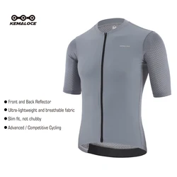 Men's Short Sleeve Cycling Jersey - Reflective, Breathable, Cool - Solid Colors - 2XL(EUR XL) (Grey)