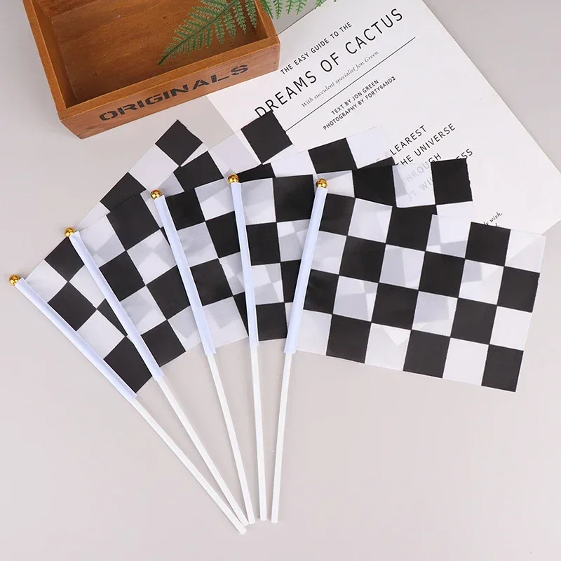 1/10Pcs 14*21cm Black And White Square Hand Flag Racer Waving Racing Flags Car Starting Banners