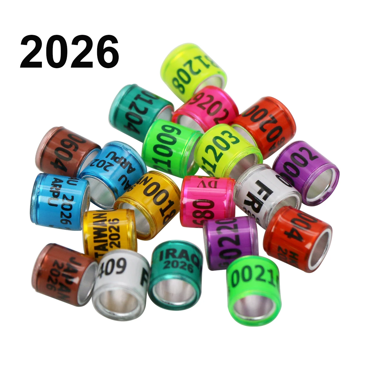 50 Pcs 2026 Pigeon Foot Ring 8mm Aluminum Plastic with Numbers Multicolor Bird Supplies Training Tool bird foot rings bird leg rings bird rings