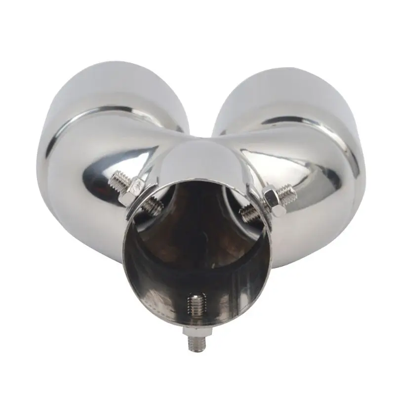 Car Exhaust Pipe Universal Double Outlet Car Muffler Tip Stainless Steel Chrome End Trim Modified Tail Throat Liner