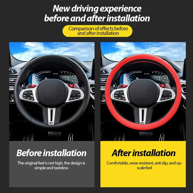 Silicone Car Steering Wheel Cover Elastic Protetive Cover Multi Color Auto interior Silica Gel Decoration Covers For Men Women 2