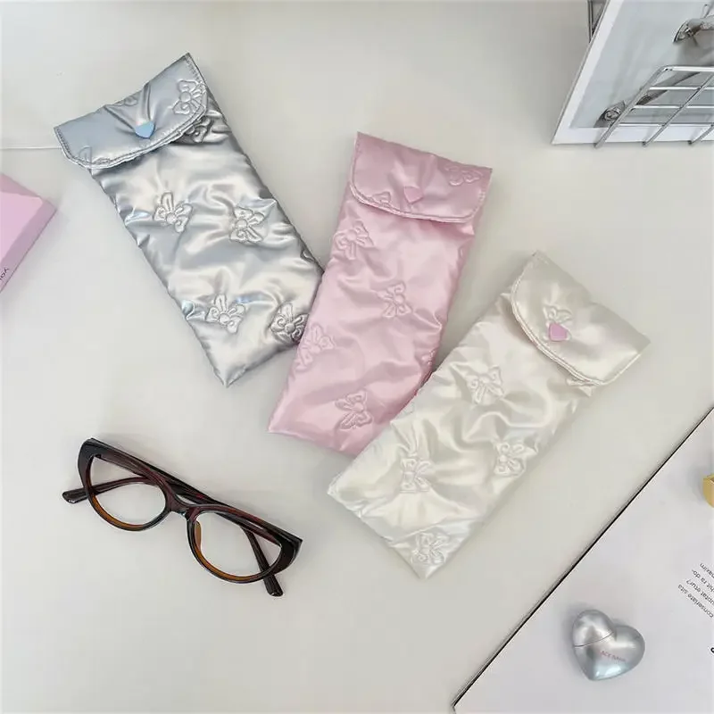 보우 안경 케이스 여성용 휴대용 면 패딩 안티 크러쉬 선글라스 보관 가방 귀여운 안경 파우치2026 신제품