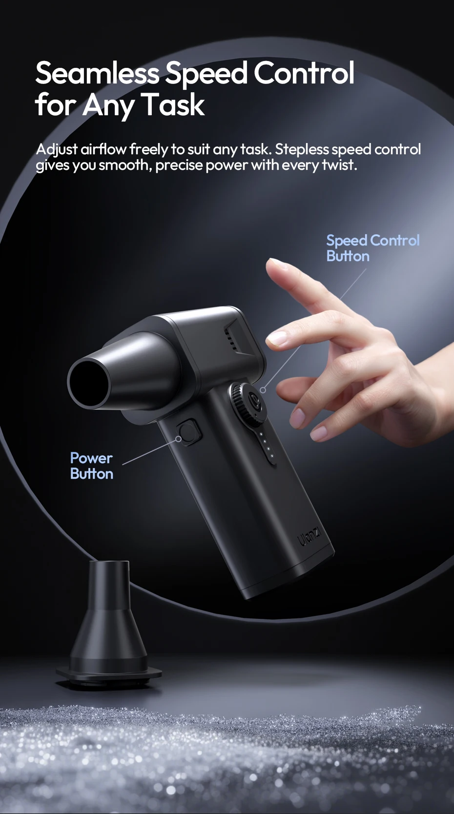 AD02 STORM Electric Air Duster II 130,000 RPM Max for Camera Smartphone Cleaning