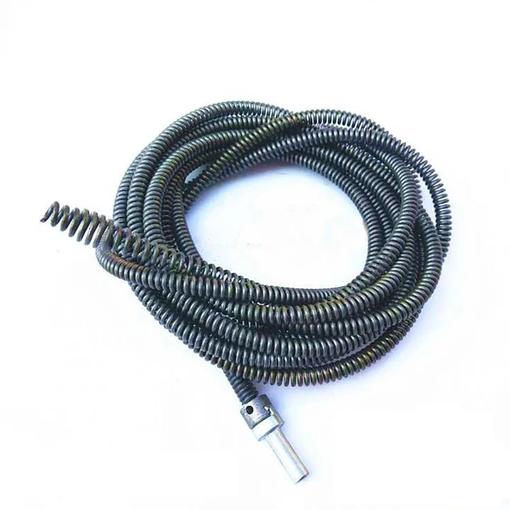 5M Sewer Dredging Spring Electric Drill Drain Cleaner Machine Extension Sewer Pipe Dredger Cleaning Spring with 10MM Connector 1 4 sae brass fitting air conditioning nitrogen bottle adapter inch fluorine pipe with cap