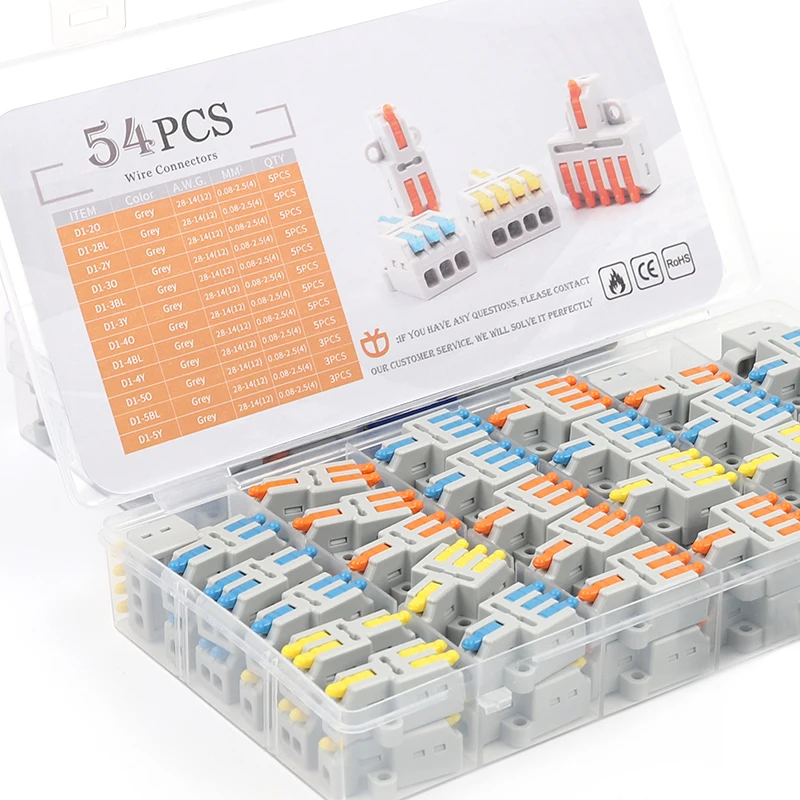 

Boxed Mini 1 in Multiple Out Quick Wire Connector Push-In Home Splicing Terminal Block Compact Cable Splitter Wiring Connectors