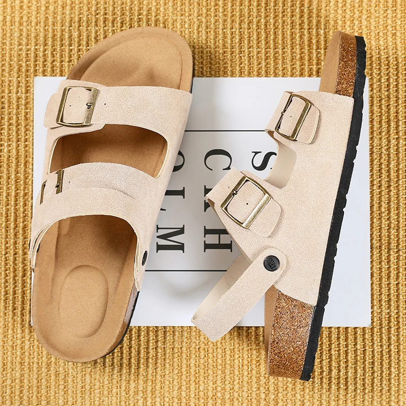 Large Men Boken Shoes and Slippers Unisex Matte Casual Leather Double Breasted Trendy Boken Sandals  Lightweight and Fashionable 3