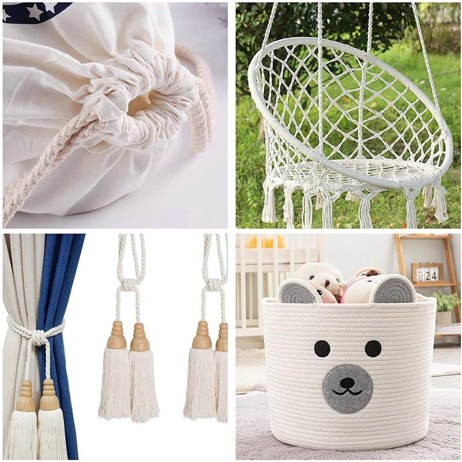 Cotton rope Macrame cord 1mm-10mm Cotton Macrame Cord Rope String Thread Handmade Crafts DIY Braided Twisted Twine Wedding Party Home Decoration