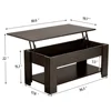 Modern 38.6" Wood Lift Top Coffee Table with Shelf for Livingroom, Espresso 6