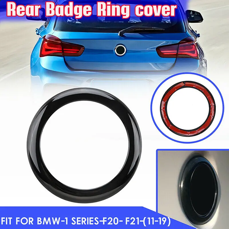 1 Pz Per Bmw Serie 1 M135I M140I F20/F21 2011-2019 Auto Anello Distintivo Posteriore Logo Cornice Copertura Decorazione Trim Carbon Gloss Black