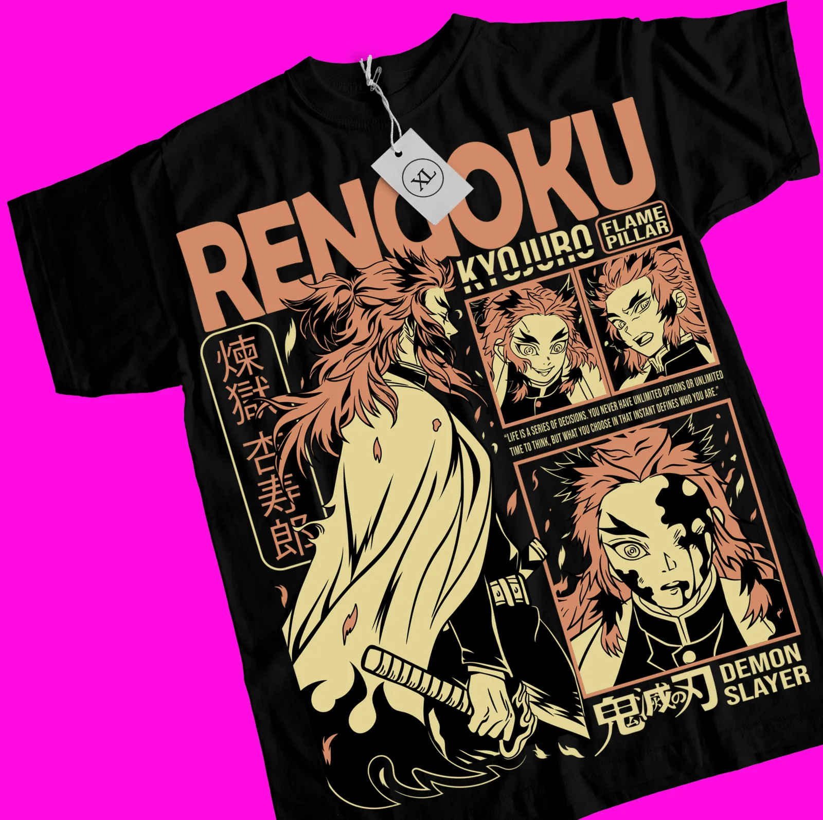 

Kyojuro Rengoku T-Shirt Slayer Demon Vintage Anime Manga Horror Shirt All Size