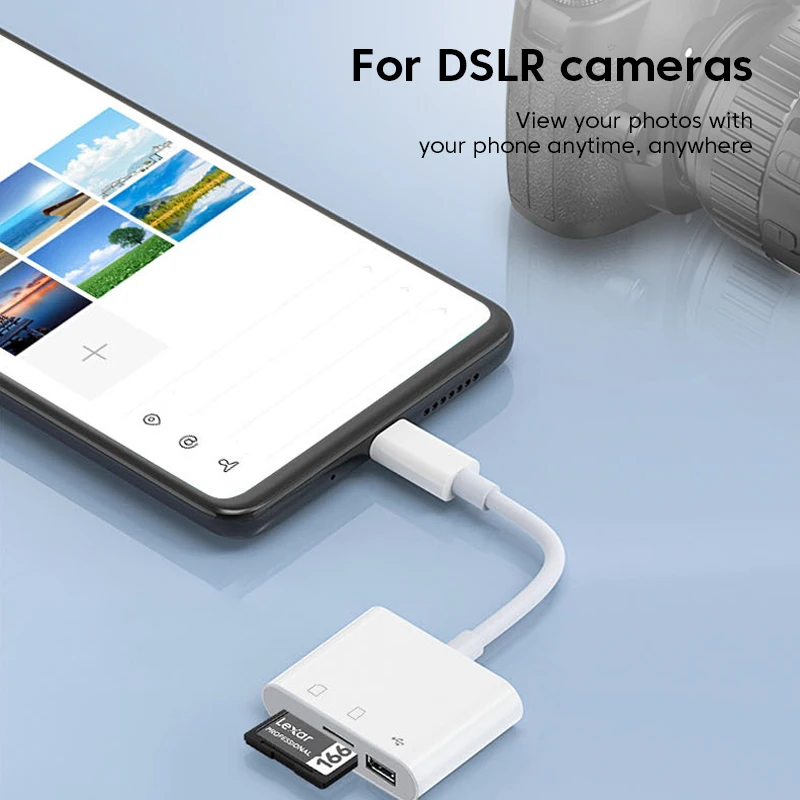 3 in 1 카드 리더 USB C 어댑터 커넥터 TF 카드 메모리 카드 리더 타입 C SD 카드 리더 (휴대폰, 노트북, 맥북, 아이패드, 카메라용)