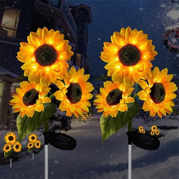3 Heads Solar Simulation Sunflower LED Lights