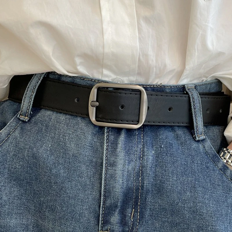 PU-Ledergürtel für Damen, Schwarz, Braun, Hosengürtel für Jeans, lässige Modegürtel, Vintage-Riemen, hochwertiger weiblicher Bund – Detail 1