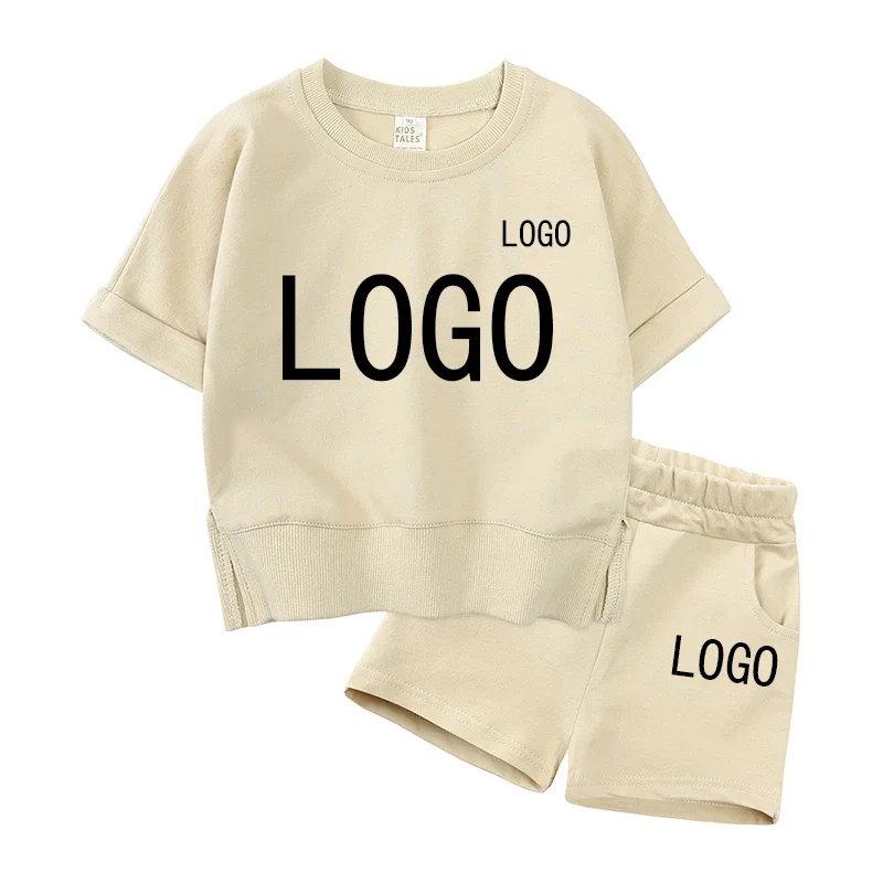Kids Baby Boys Girls Summer Clothes Toddler Personalized Crewneck Tee + Shorts Children Outfits