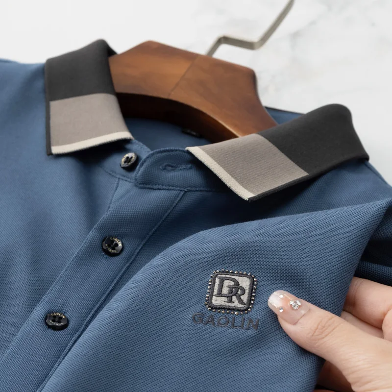 

High End Luxury Men's Polo Shirt2023Summer New Lapel Embroidery Print Korean Business Casual Short Sleeve T-Shirt For Men Ropa