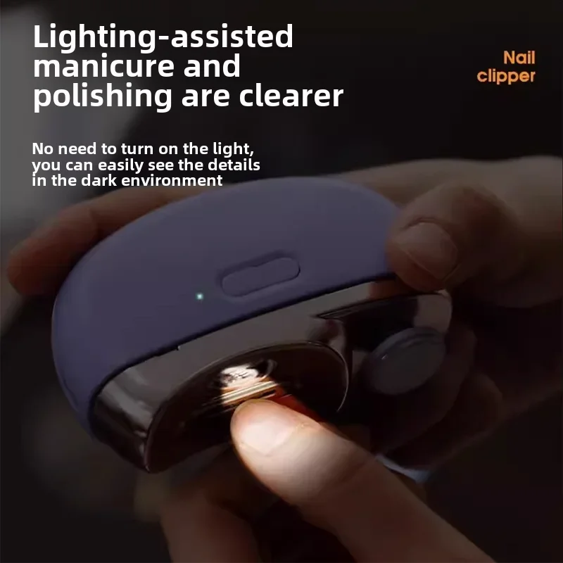휴대용 안티 스플래시 자동 네일 트리머, 어린이 가정용 편리한 전기 연마 네일 클리퍼 라이트