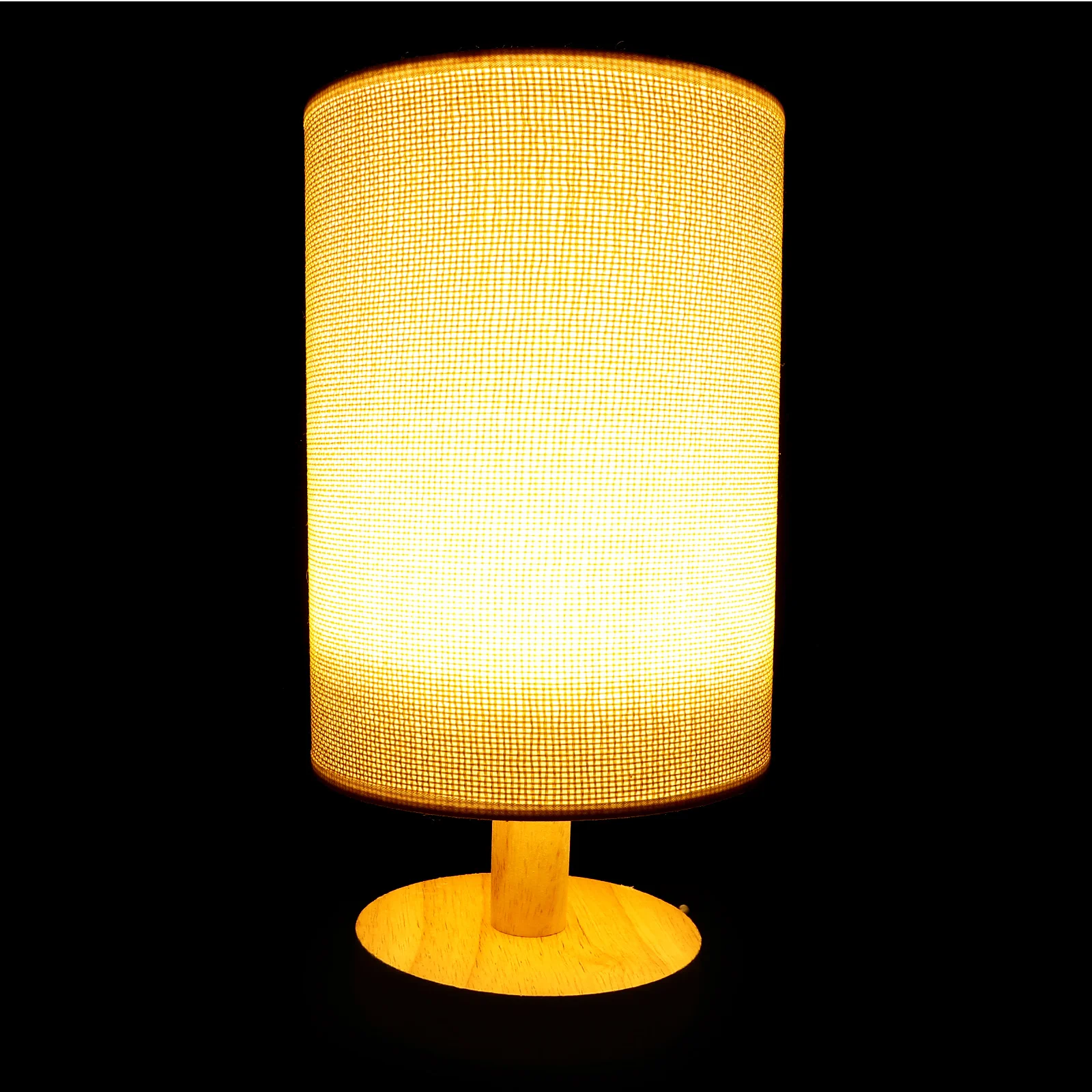 

Tabletop Wooden Base Lamp Desktop Light Bedside Night Lamp USB Table Light with Cloth Cover