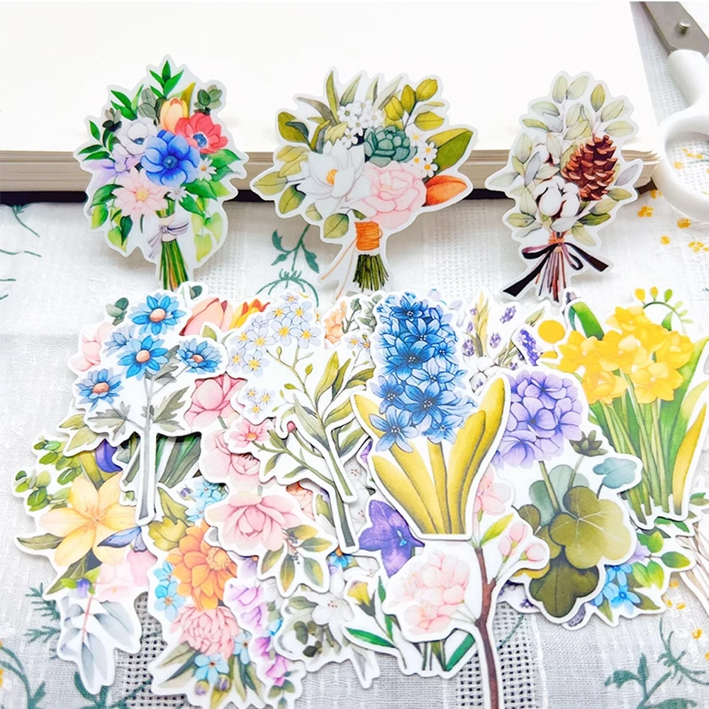 

Pack of 25 Watercolor Flowers Stickers Pack, Decal Set for Scrapbook, Journal, Notebook, Phone, Laptop DIY Craft Decoration