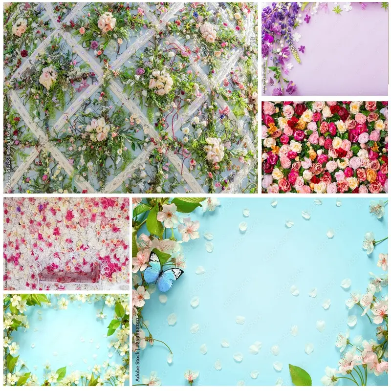 

SHUOZHIKE Art Fabric Photography Backdrops Prop Flower Wall Wedding Valentine's Day Photo Studio Background PropsHHQQ-06
