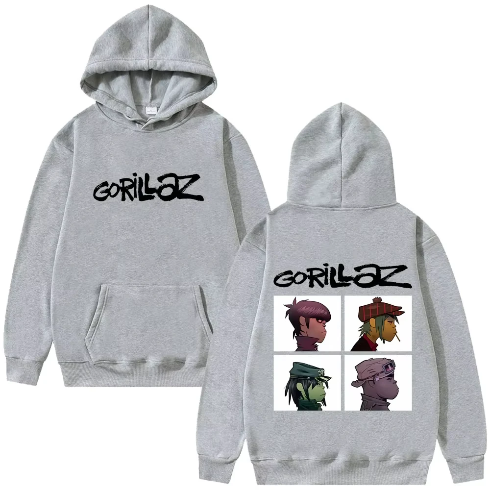 Das Modealbum der Gorillaz Rockband präsentiert Musterdrucke auf Herren-Hoodies, Sweatshirts, Hip-Hop-Alternative-Retro-Pullovern. – Detail 9
