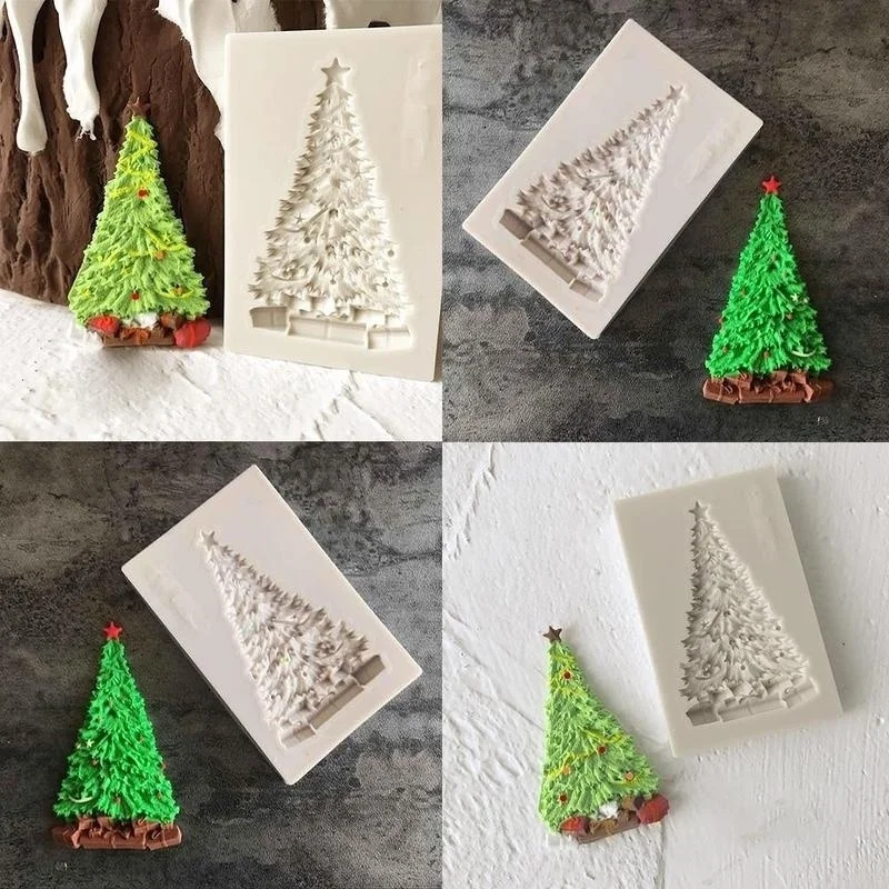 New Christmas Tree Shaped Silicone Mold Cake Decoration Fondant Biscuit Tool 3D Diy Baking Suitable Household Kitchen Tools