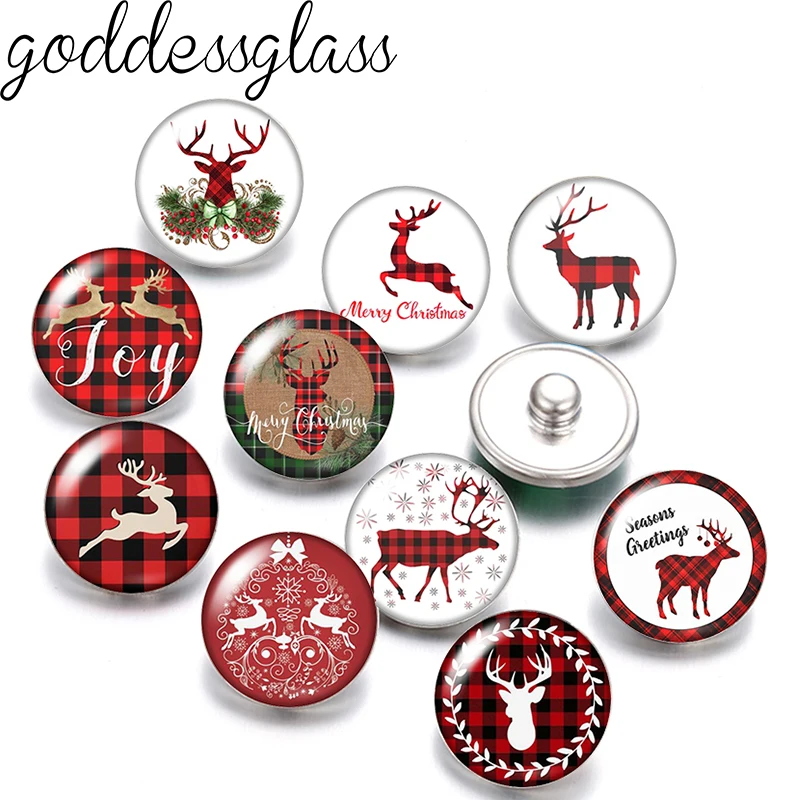 

New Christmas Elk Deer Merry Christmas Round photo 12mm/18mm snap buttons for 12mm/18mm snap necklace DIY findings jewelry