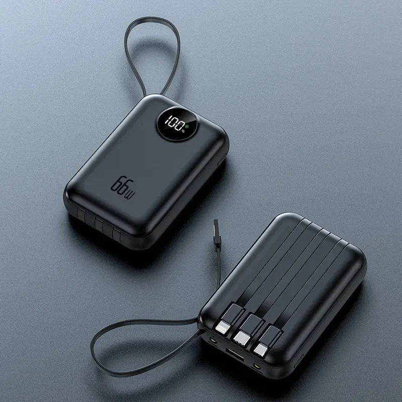 New Digital Display Round Screen Built-in Line Super Fast Charging 10000mAh Power Bank 6