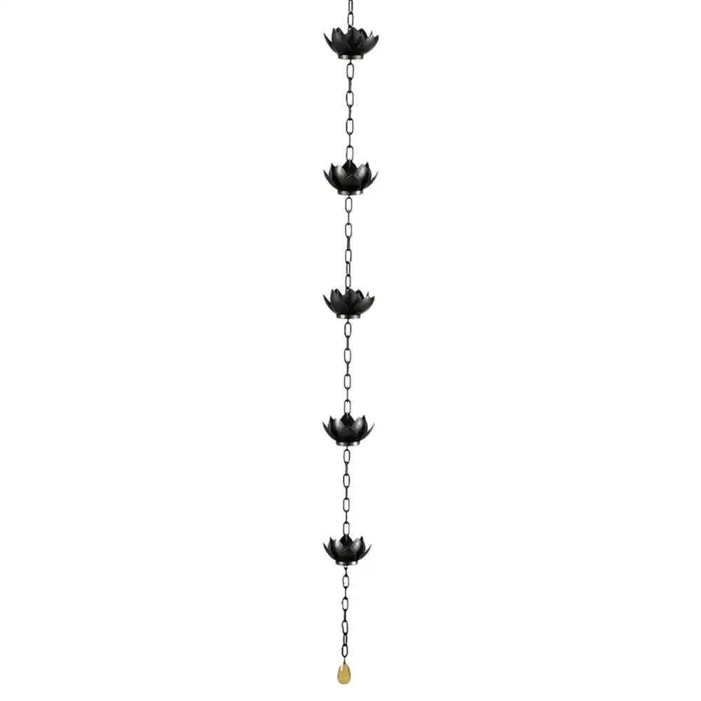 Description Picture 5 of itemOutdoor Rain Chain Decorative Gutter Rain Chain Removable Lotus Flower Rain Bell Channels Water Away Attached Hanger Home Decor