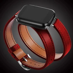 Elegant Double Tour Leather Strap for Apple Watch - Fashion Correa (Red)