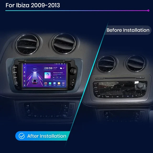 Junsun Wireless CarPlay for Apple Android Auto Car Radio for Seat Ibiza 6j 2009 2010 2011-2013 GPS Multimedia Stereo TouchScreen 2