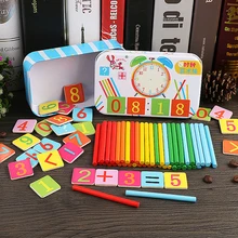 Montessori Magnetic Iron Box Digital Clock Math Toy Number Counting Toy Wooden Stick Baby Kids Learning Educational Toy Gifts
