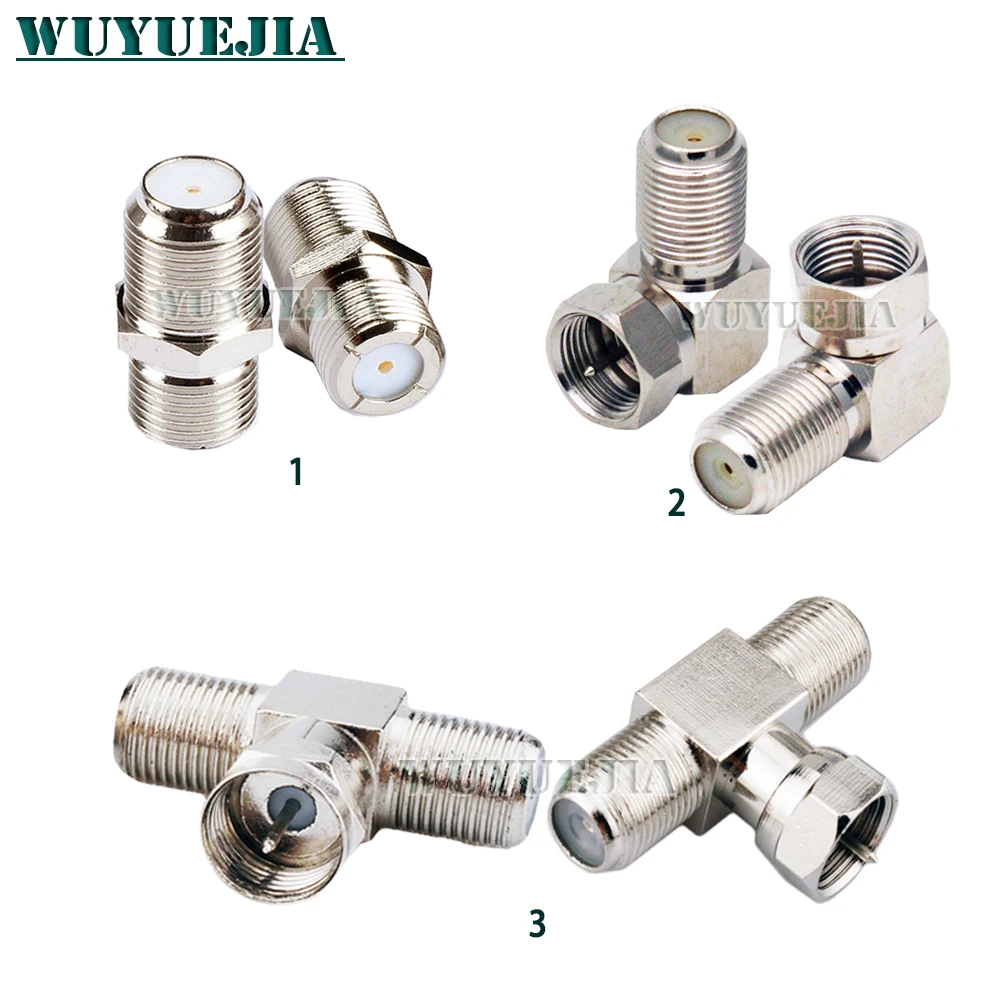 tipo Fêmea do Conector f para f Fêmea Jack Macho Tomada Reta 90 ° Ângulo Direito t tipo Maneira Divisor f rf Adaptador para tv 10 Peças f