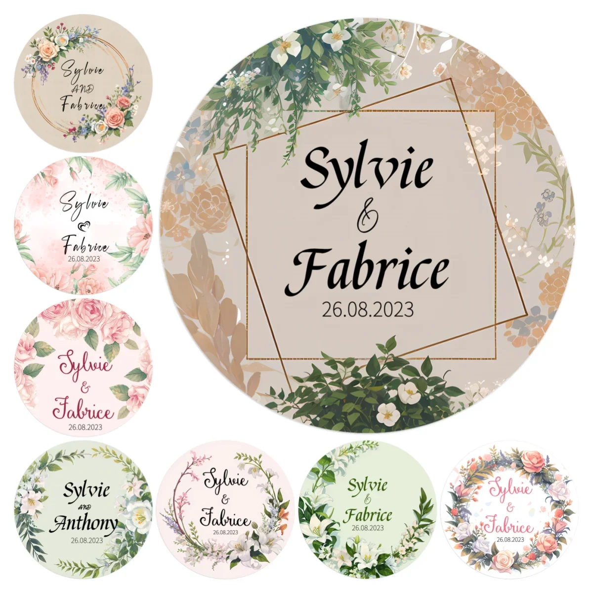 Personalized Wedding Stickers Gifts  Round Personalized Wedding Sticker -  Wedding - Aliexpress