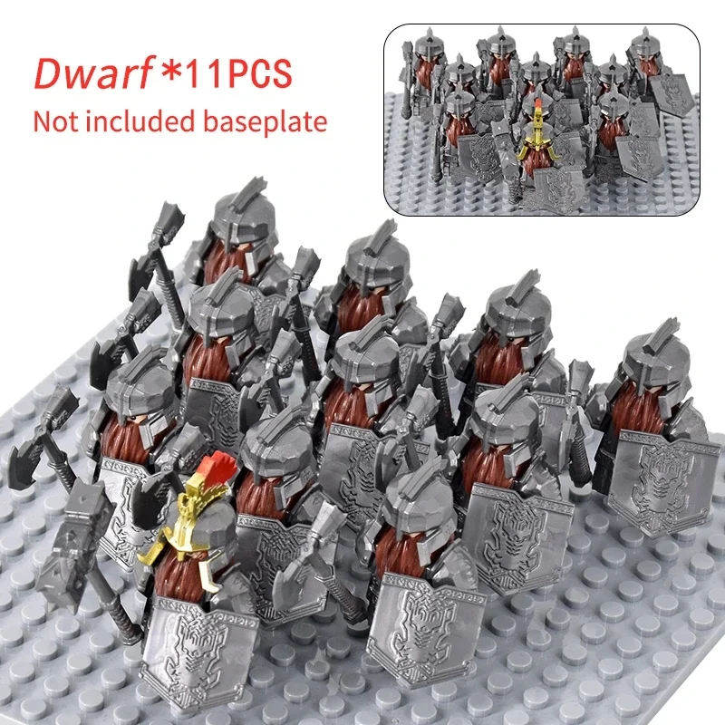 MOC Medieval Dwarf Warrior Elves Knights lotr Figures Building Blocks Accessories Armor Shield Weapon DIY Toys For Children gift 3