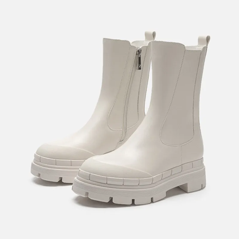 

All-match Women's Short Boots Warmest Microfiber Platform Zipper-Sid Botas de mujer High Quality Flat Heel Thick Bottom Shoes