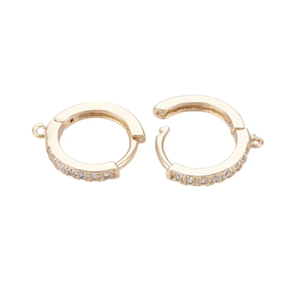 10pair Brass Micro Pave Cubic Zirconia Huggie Hoop Earring Findings Clear Mixed Color 16x14x2mm For Woman Earring Jewelry Making