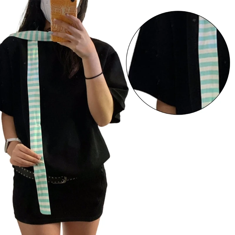 트렌디 유니섹스 하라주쿠 고딕 펑크 레인보우 스트라이프 스카프 롱 스키니 스카프 Neckerchief 모든 연령대를위한 다목적 Neckwear