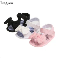 Tregren 0-18M Cute Toddler Baby Girls Sandal Shoes Summer Open Toe Non-Slip Soft Sole Flat Princess Sandals with Bowknot 1