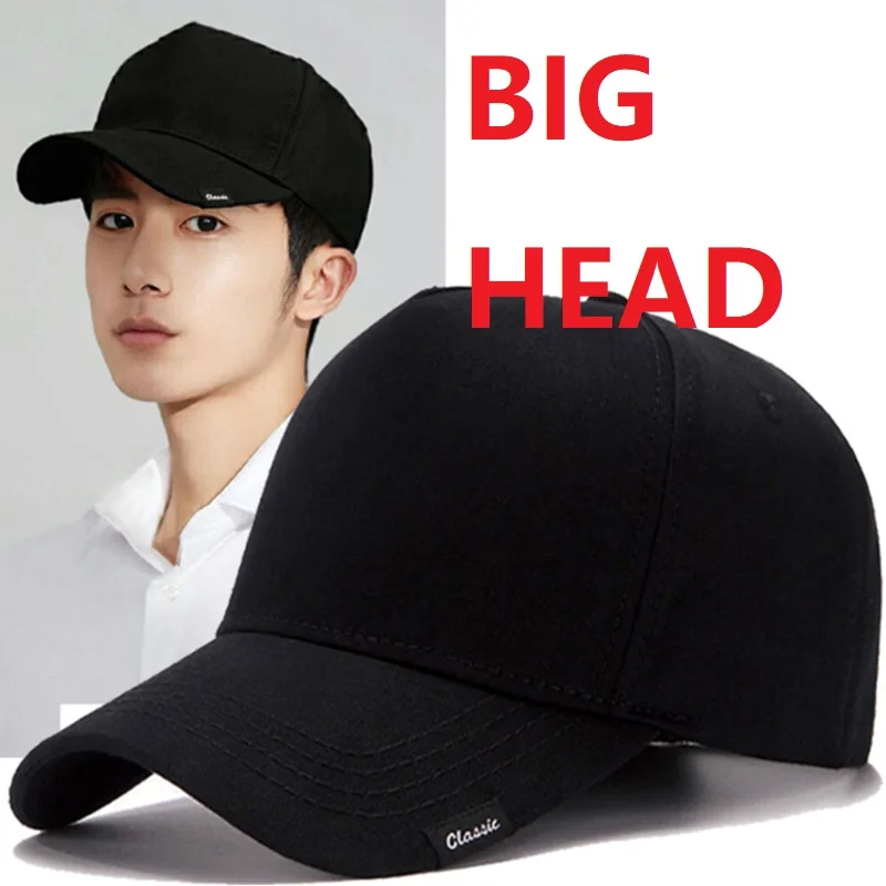 XXL Oversize 100% Cotton High Crown Baseball Cap Breathable Adjustable Dad Hat for Big Head Men 56-60cm to 61-65cm Sizes