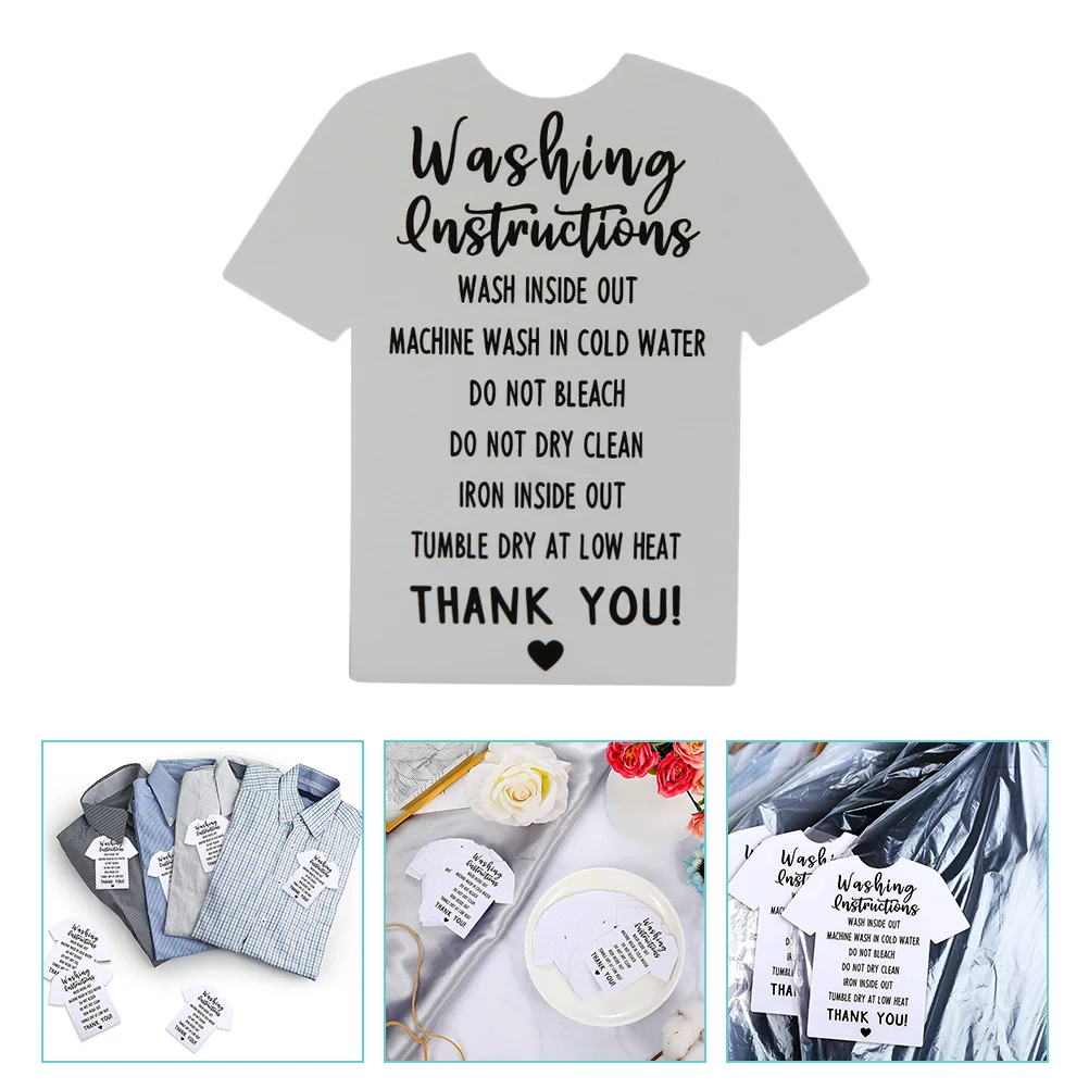 100 Pcs Shirt Care Instructions Cards Clothing Wash Guide Tags Small Business Supplies Blank Back Printing Products