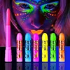 6PCS/12PCS Neon UV Glow Face&Body Painting Kit Crayons-Vibrant Black Light-up Make-up sticks for Mardi Gras,Halloween,Masquerade 2