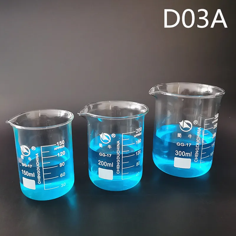 All Sizes 1Set Low Form Beaker Measuring Glass Chemistry Lab Borosilicate Glass Transparent Beaker