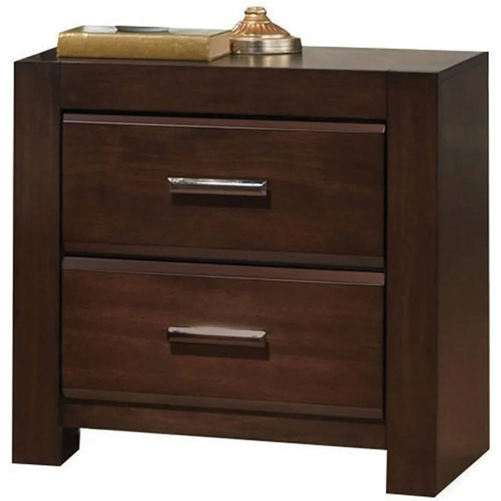 

Квадратная деревянная тумбочка Acme Oberreit с 2 ящиками для спальни, из орехового дерева, Бесплатная домашняя мебель, прикроватный столик