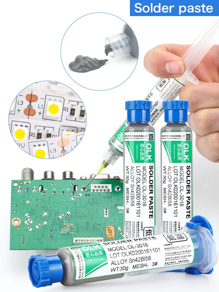 

30/50g New Type Tin Solder Paste Flux For Soldering IC PCB Sn42Bi58 183℃ SMD Repair Manual Repair Patch DIY Welding Paste